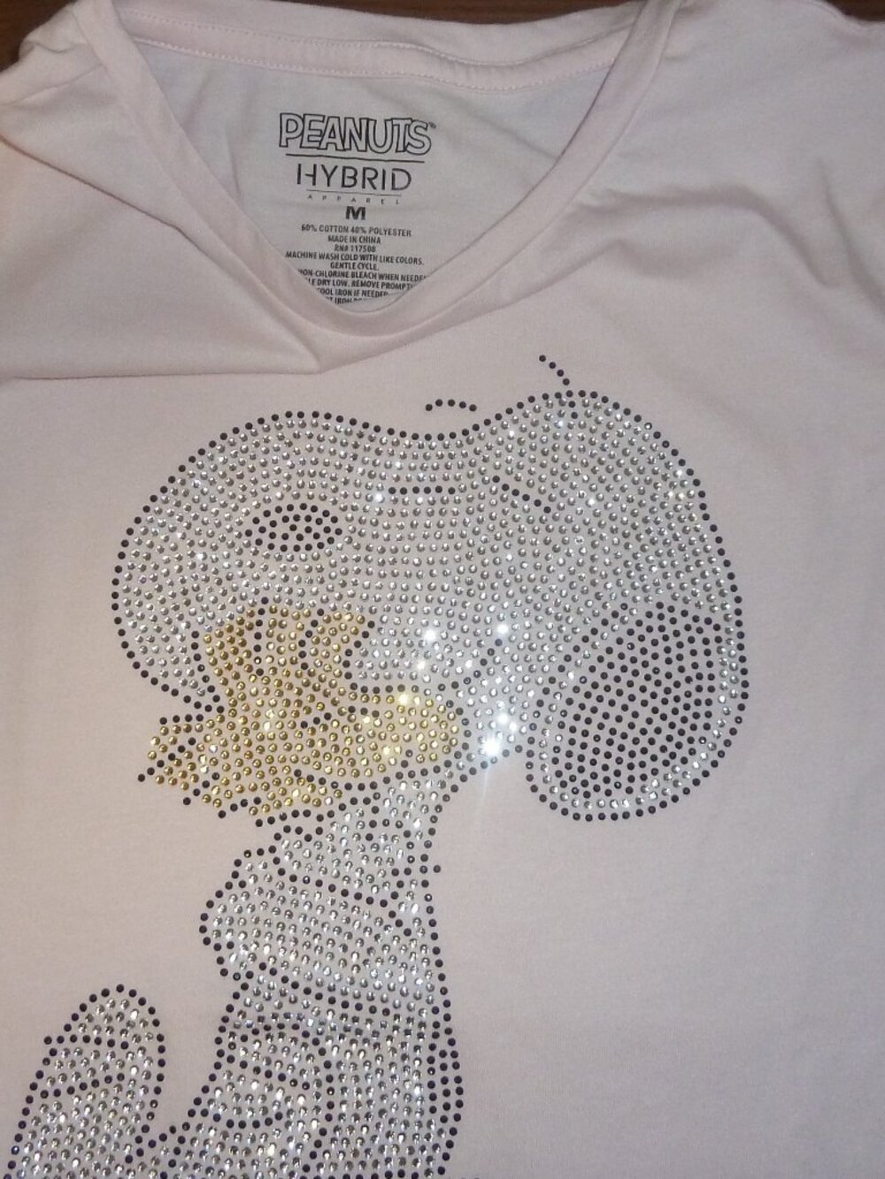Peanuts Snoopy & Woodstock Sequined T-shirt Women's Size Medium